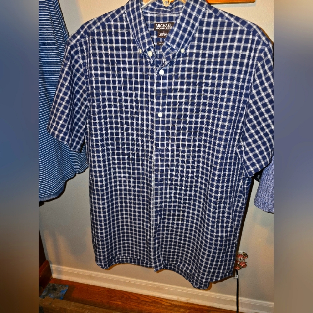 Mens Michael Kors LG Plaid Button Up Shirt